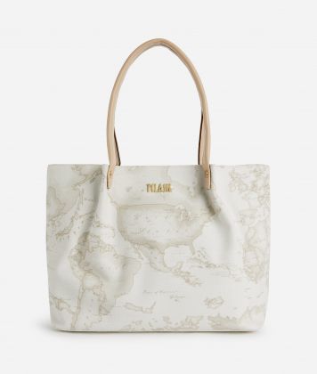 Shopping bag in Geo Classic printed fabric Natural
