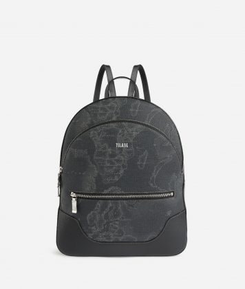 Three-pocket backpackin Geo Night printed fabric Black