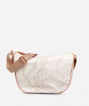 Geo Soft White Small half-moon handbag