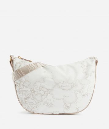 Geo Soft White large halfmoon crossbody bag