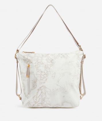 Geo Soft White dual wearability hobo bag