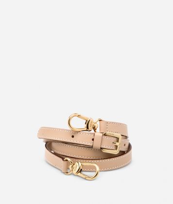 Adjustable strap in neutral-tone leather