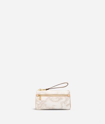 Geo White Large pouch with wristlet