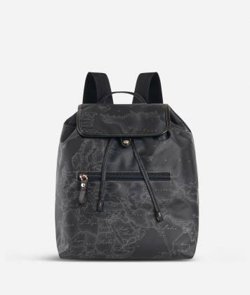 Geo Soft Black Backpack with front pocket