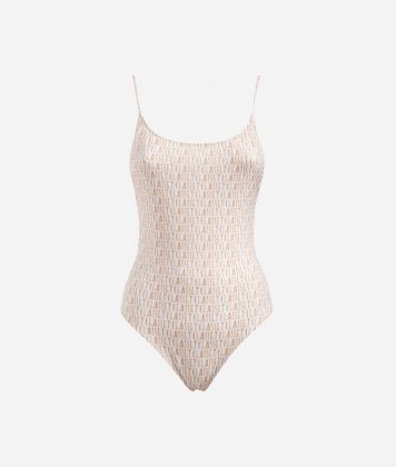 One-piece swimsuit with Logomania print White