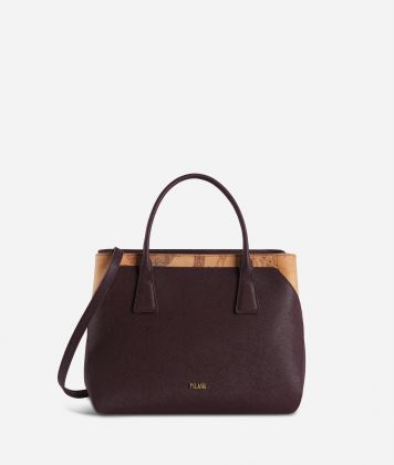 Palace City medium handbag in saffiano fabric plum