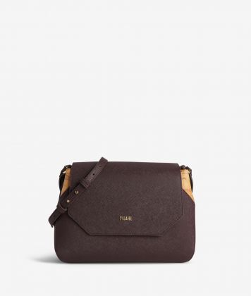 Palace City shoulder bag with flap in saffiano fabric plum