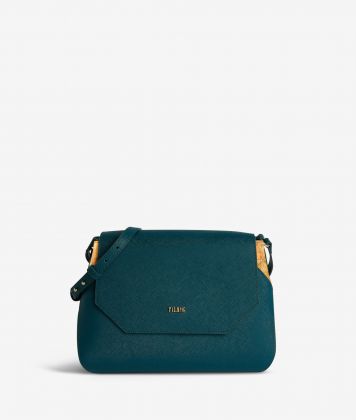 Palace City shoulder bag with flap in saffiano fabric fir green