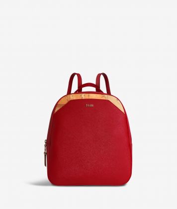 Palace City backpack in saffiano fabric scarlet red