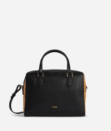 Urban Way satchel bag in caviar embossed synth fabric black