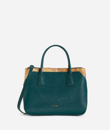 Palace City medium handbag in saffiano fabric fir green