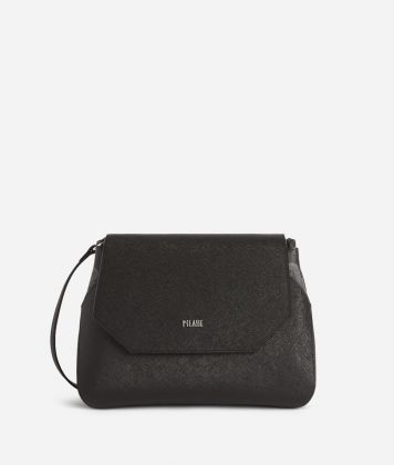 Palace City shoulder bag with flap in saffiano fabric black
