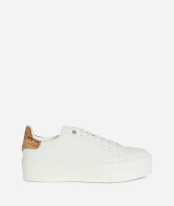 Eco-leather cassette bottom sneakers White
