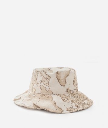 Linen blen Hat with crossed brim Raffia