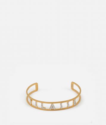 Bangle bracelet with 1A Classe logo lettering with strass Light Gold