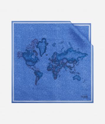 Geo Color silk scarf 70 x 70 Astral Blue
