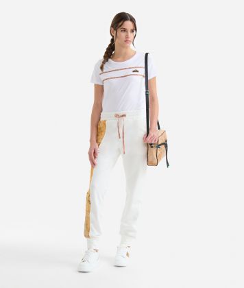 Bi-colour trousers in stretch fabric Ivory