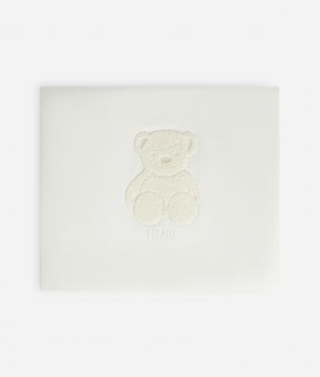 Cotton blanket with teddy bear print White