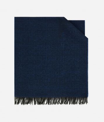 Geo Full wool blend scarf 40 x 190 Blueberry