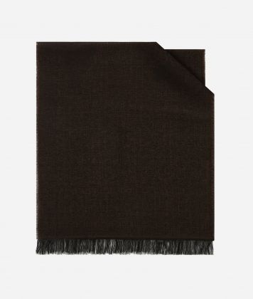 Geo Full wool blend scarf 40 x 190 Dark Brown