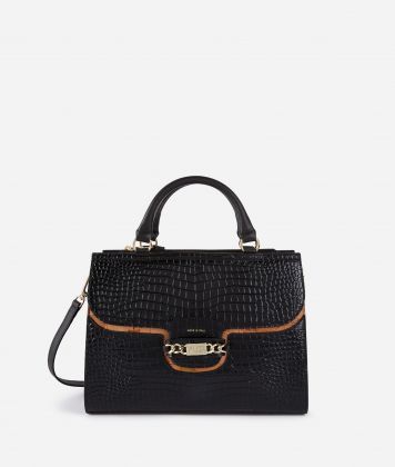 Millennium Bag handbag in mock-croc leather with shoulder strap Black