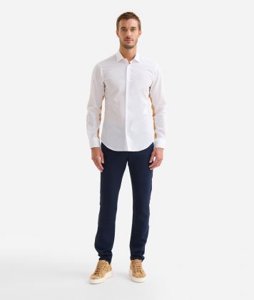 Slim fit cotton shirt with shoulder detail White