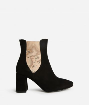 Suede ankle boots with elastic Black