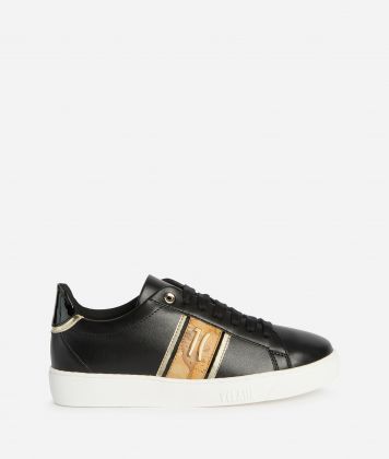 Faux nappa sneakers with logo detail 1C Black