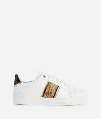Faux nappa sneakers with logo detail 1C White