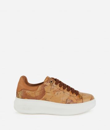 Nappa leather sneakers with Geo Classic print Natural