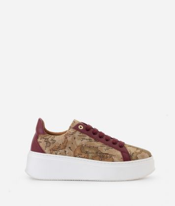 Nabuk fabric sneakers with Geo Classic print Cabernet