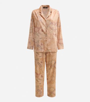 Geo Classic print winter satin fabric pajamas