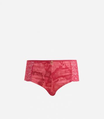 Satin and lace fabric culottes Dark Red