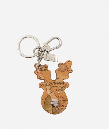 Faux leather moose keychain with Geo Classic print