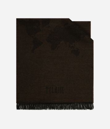 Geo Full fringe scarf 40 x 200 Dark Brown