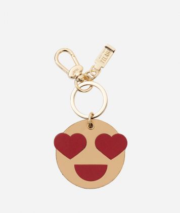 Smile Love leather keychain Scarlet Red