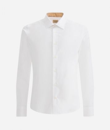 Super slim cotton shirt with patches White