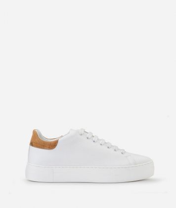 Grained leather sneakers with faux nappa details White