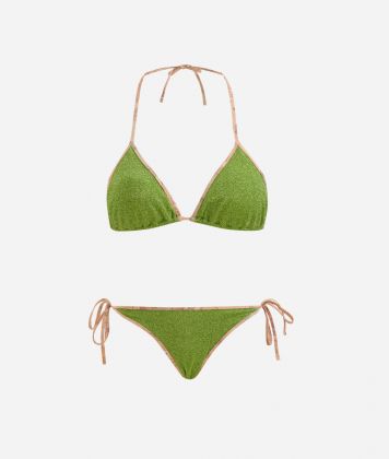 Colors Lamé triangle bikini  Lime Green