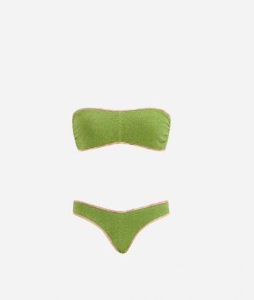 Colors Lamé bikini a fascia Verde Lime