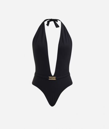 Luxury one-piece jewel swimsuit Black