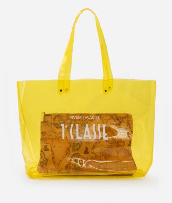 Beach bag with Geo Classic print pouch Sun Yellow