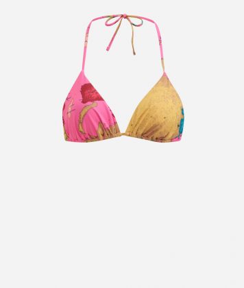 Geo Pop padded bikini top Shocking Pink