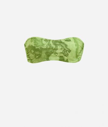 Geo Color padded bandeau bikini top Daiquiri Green