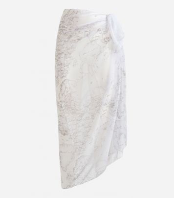 Geo Color voile wrap sarong White