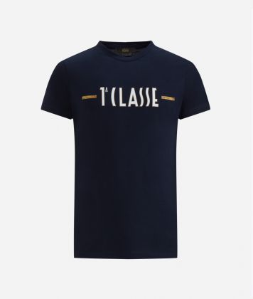 Cotton t-shirt with 1ᴬ Classe logo Navy Blue