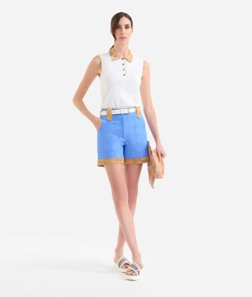 Drill color bermuda shorts with pockets Bluette