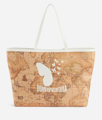 Canvas shopper bag with butterfly print Geo Classic