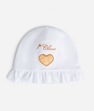 Cappellino in cotone con cuore e logo Bianco