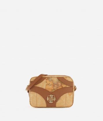 Geo Sunrise Ring small reporter crossbody bag Leather Brown